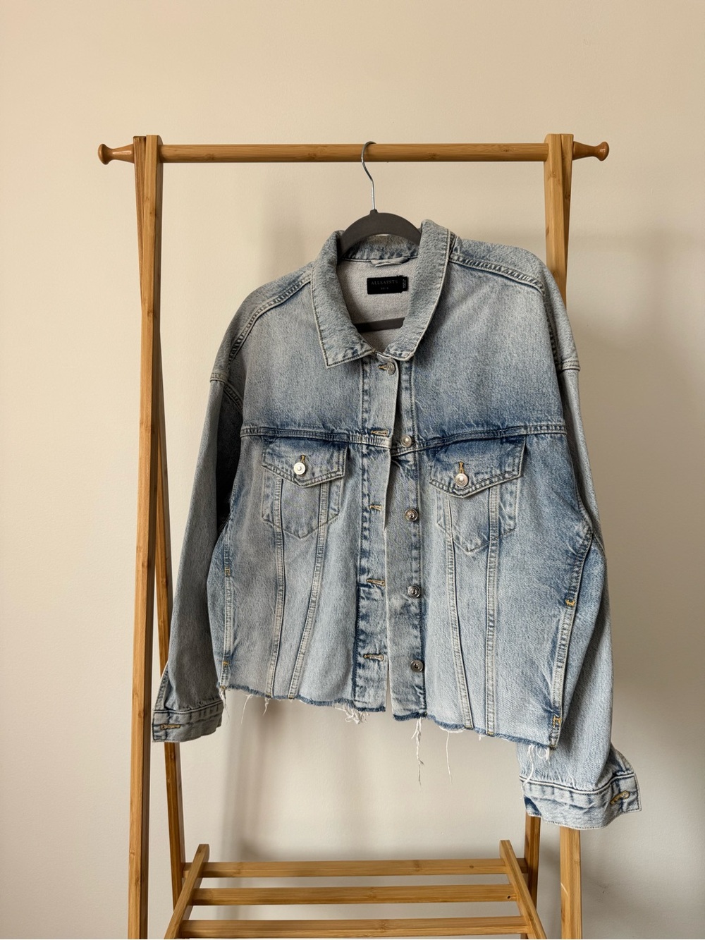 All Saints Light Blue Washed Denim Jacket, Size XS/S
